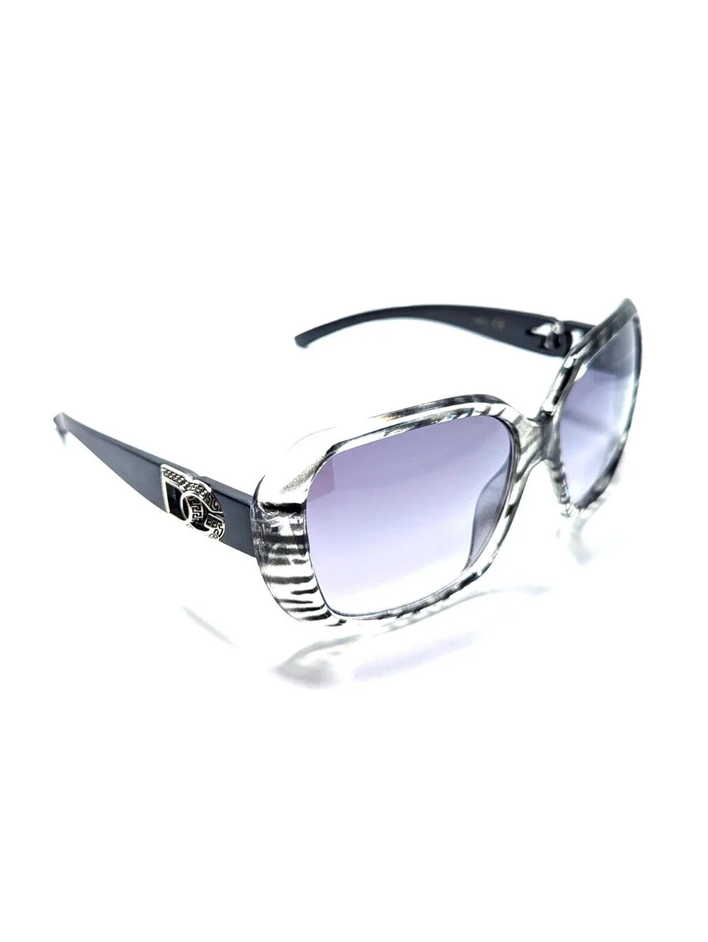 DG  26976 Womens White Leopard Rectangle Sunglasses Purple Gradient